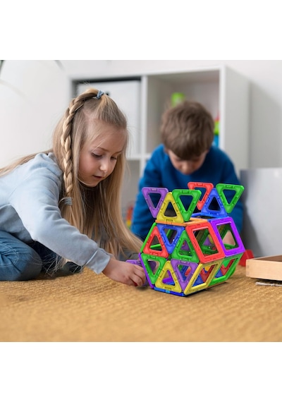 Manyetik Blok Seti Stem & Montessori Eğitim Seti Okul Öncesi Ve İlkokul Çocukları İçin Sınırsız Yaratıcılık Bpa İçermez 3+ Yaş 30 Parça