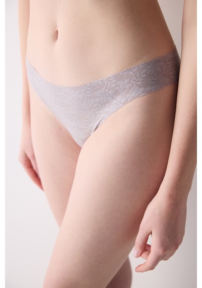Penti Invisible Lazer Kesim Lacy Dantel Gri Brazilian Külot