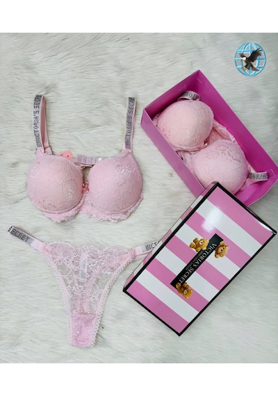 Victoria"s Secret Pusch Up Set Alt Üst Dolgulu Sütyen Ve Külot Takım 2"liset Açık Pembe