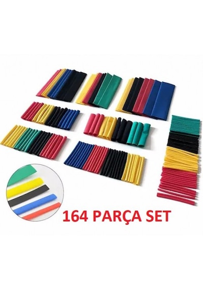 164 Parça Set Isıyla Daralan Makaron Kablo Koruyucu Kılıf Kırmızı