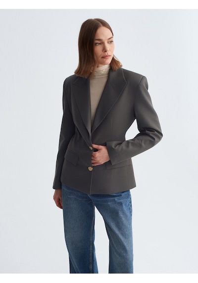 Dilvin 60774 Fitted Kesim Vatkalı Blazer-haki Haki