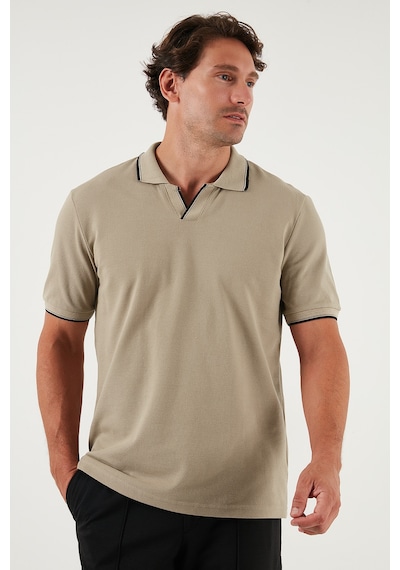 Buratti Pamuklu Regular Fit Şerit Detaylı Erkek Polo Yaka T Shirt 5902964 Vizon