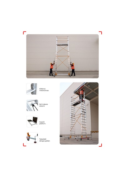 Çağsan 2x11 Basamaklı Telesafe Xl Fp - İki Parçalı Alüminyum İskele S006 Xl Fp
