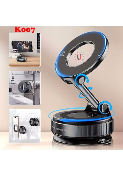K007 Vakumlu Manyetik 360 Dönen Çok Amaçlı Araç Telefon Tutucu