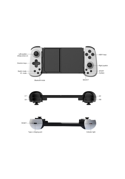 D6 Tablet Telefon Için Joyistikli Teleskopik Oyun Gamepad Android Ios Harmonyos Switch Androidtv Beyaz - 795473871
