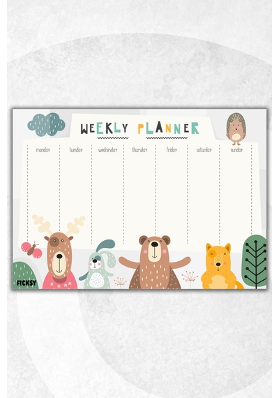 Çocuk Haftalık Planlayıcı - A4 - 30 Yaprak - Öğrenci Planlayıcı - Okul Planlayıcı - Ders Programı - 0564 Çok Renkli