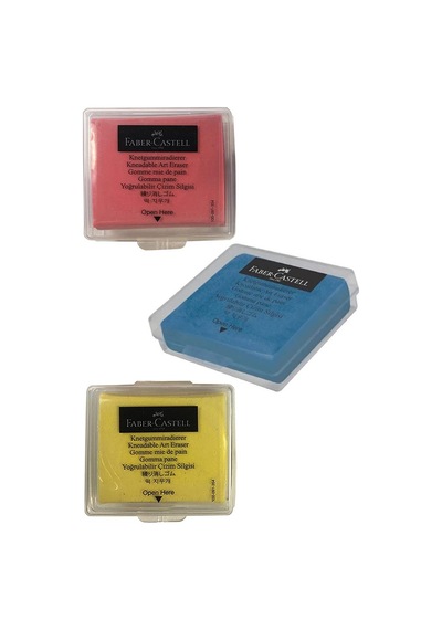 Faber Castell Hamur Silgi Kutulu Sarı Kırmızı Mavi 3 Paket