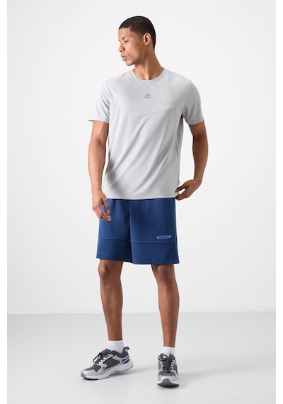 Tommy Life Gri Polyester Nefes Alan Dokulu İnce Esnek Standart Fit Erkek Performans T-shirt - 88391 Gri