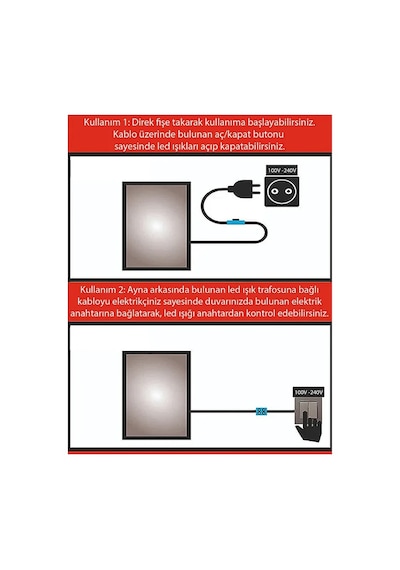 Fawdecor Led Üçgen Model Dekoratif Duvar Aynası 40x60 Gün Işığı