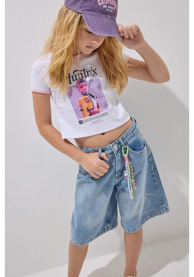 Defacto Regular Fit Mavi Jean Şort Kız Çocuk H8886a826aunm28 Mavi-nm28
