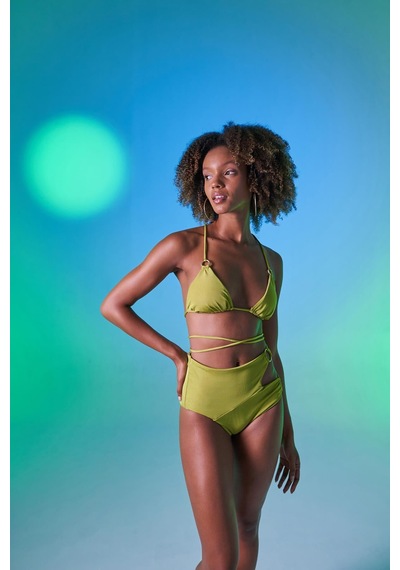 Holly Lolly Yüksek Bel Aksesuar Detaylı Delphi Bikini Altı Yeşil