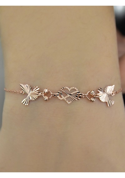Papatya Silver 925 Ayar Gümüş Rose Kaplama Güvercin Kristal Kesim Bileklik