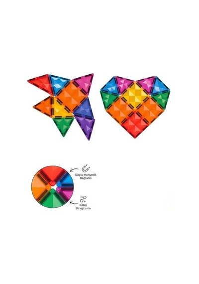 Kzl Kids Home Renkli Manyetik Yapı Blokları Seti 7.5 Cm 45 Parça 188m32