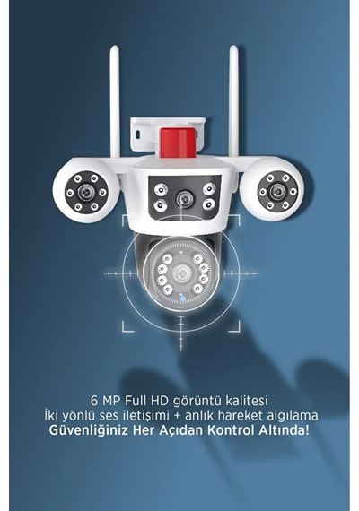 Güneş Enerjili Akıllı Güvenlik Kamerası 355 Ptz, Çift Lens, Hareket Algılama, Gece Görüş,kablosuz