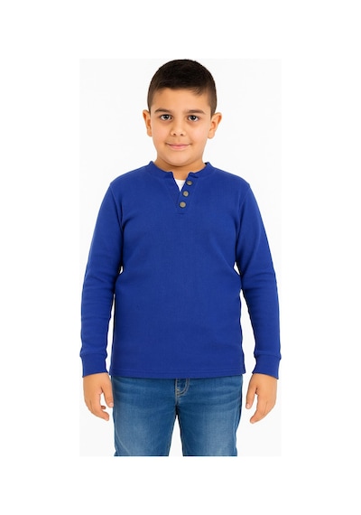 Düğme Detaylı Mevsimlik Uzun Kollu Kaşkorse Kumaş Sweatshirt Mavi Renk Erkek Çocuk-90804 Mavi Düğme Detaylı Mevsimlik Uzun Kollu Kaşkorse Kumaş Sweatshirt Mavi Renk Erkek Çocuk-90804 Mavi