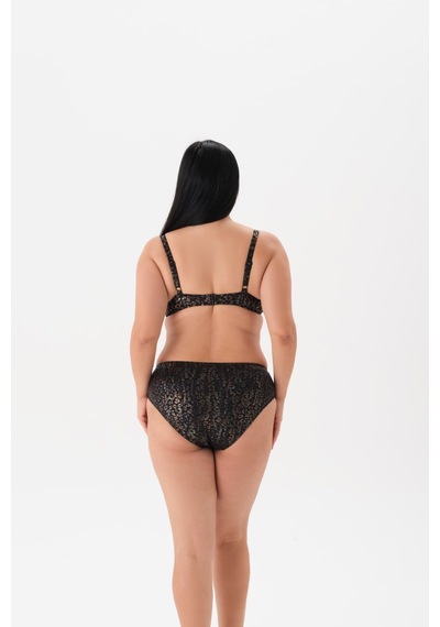 Büyük Beden Kaplı Balenli Parlak Leopar Bikini Takım Altın
