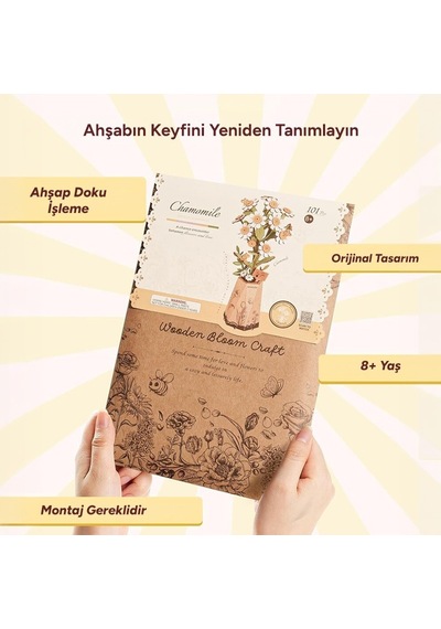 Rowood Tw061 Papatya Çiçeği Chamomile Dıy Minyatür Maket Model Seti Ahşap 3d Wooden Puzzle Model Kit Ahşap Maket Dekoratif Hobi Seti