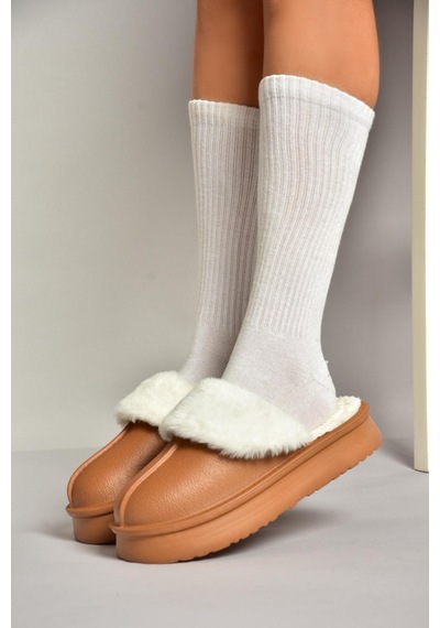 Fox Shoes T918264209 Kahverengi İçi Peluş Kadın Terlik Kahverengi