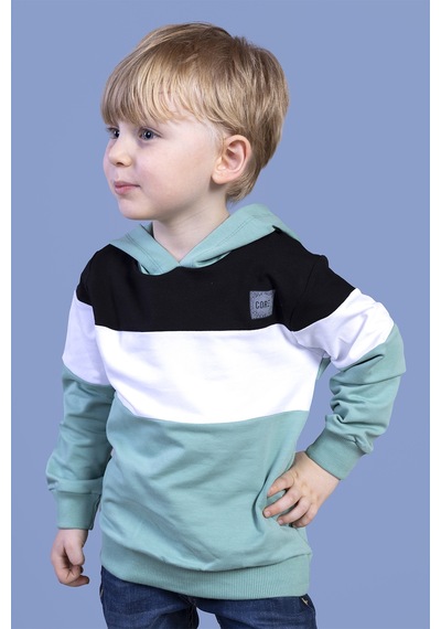 Toontoy Kids Toontoy Erkek Çocuk Kapüşonlu Garni Detaylı Sweatshirt Yeşil