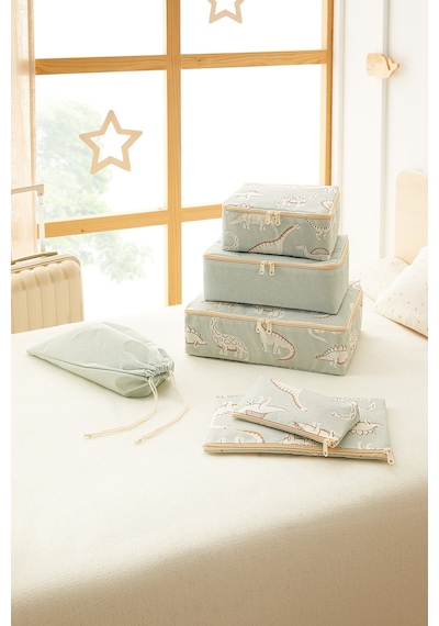 Ocean Home Textile 6'lı Çocuk Odası Dinozor Bavul İçi Düzenleyici Set