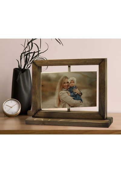 Bk Gift Kişiye Özel Fotoğraflı Doğal Ahşap Dönen Fotoğraf Çerçevesi, Anneler Günü Hediyeleri, Ev Dekoru, Masaüstü Dekoru-4