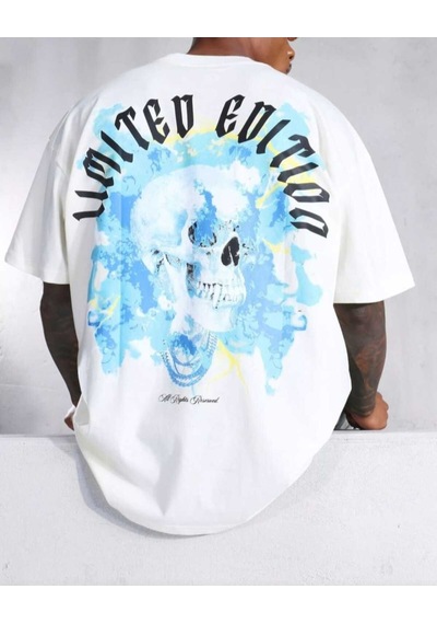 Noıssey Beyaz Tasarım Baskılı Unisex Oversize Rahat Kalıp