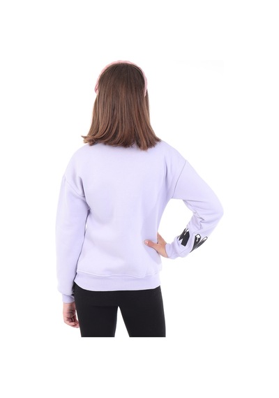Toontoy Kız Çocuk Baskılı Nakışlı Sweatshirt Mavi
