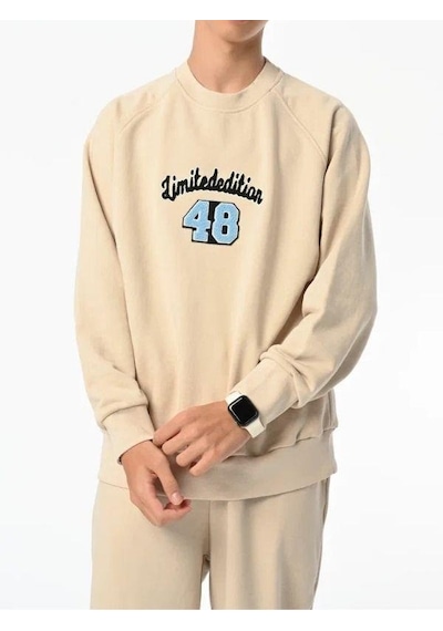 Marions Erkek Çocuk Limited Edition Yazılı Sweatshirt-13547 Bej