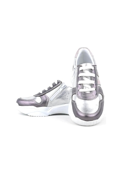 Hakiki Deri Platin Pembe Kalın Taban Kız Çocuk Sneakers Ayakkabı Platin