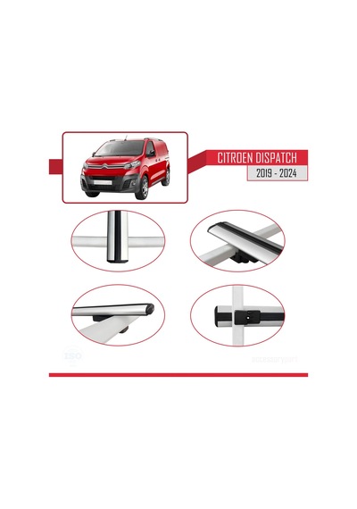 Citroen Dispatch 2019 Ve Sonrası İle Uyumlu Basic Model Ara Atkı Tavan Barı Gri 3 Adet