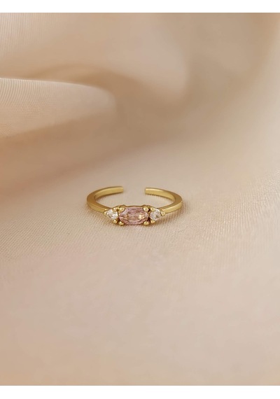 Zirkon Taşlı Eklem Kıkırdak Kemik Ayarlanabilir Model Pembe Altın Renkli Yüzük Pembe