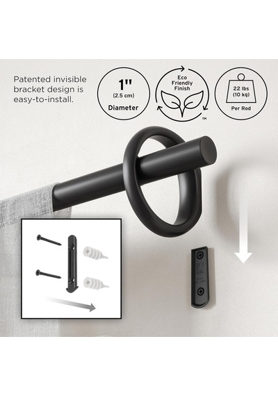 Umbra Ringlet Uzatılabilir Perde Çubuğu, 2,5 Cm Çap, 107 305 Cm, Siyah Diğer