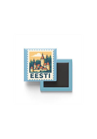 9x9 Cm Buzdolap Magnetleri - Estonya - Estonia - 4'lü Set Retrotik - 9x9 Cm
