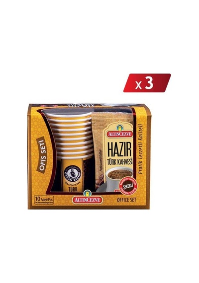 Altıncezve Hazır Türk Kahvesi Ofis Seti Şekerli 3'lü 10 x 11 G