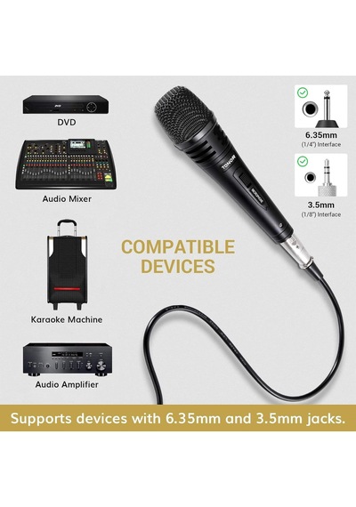 Tonor K1 Kablolu Dinamik Karaoke Mikrofonu - Tak Çalıştır El Mikrofonu 3m Kablolu