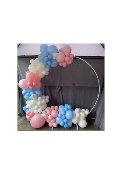Pastel Beyaz-mavi Makaron Ve Pembe Makaron Balon Zinciri 100 Adet Mix