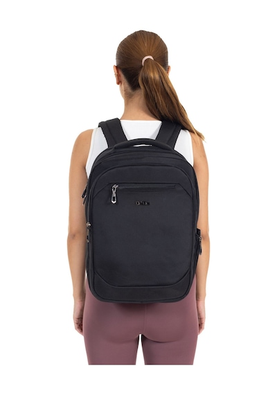 Dada Unisex Siyah Okul Sırt Çanta Orta Boy Lise Üniversite 13,3-14 inç Usb Type-c Su Geçirmez Oxford Kumaş