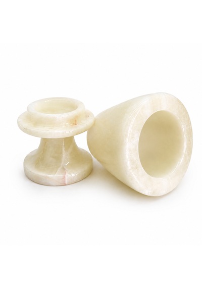 Doğal Oniks Taş Mumluk 12x8 Cm El Yapımı Geçmeli Mumluk Işık Geçiren Premium Dekoratif Şamdan Yemek Masası Ve Özel Gün Hediyesi Beyaz