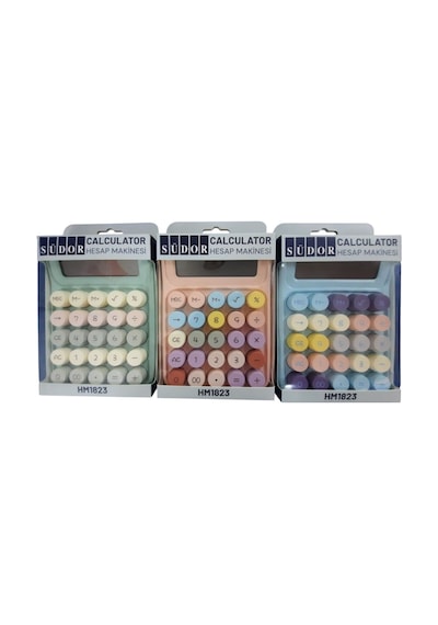 Südor Hm1823 8 Hane Renkli Yuvarlak Tuşlu Pastel Hesap Makinesi Beyaz