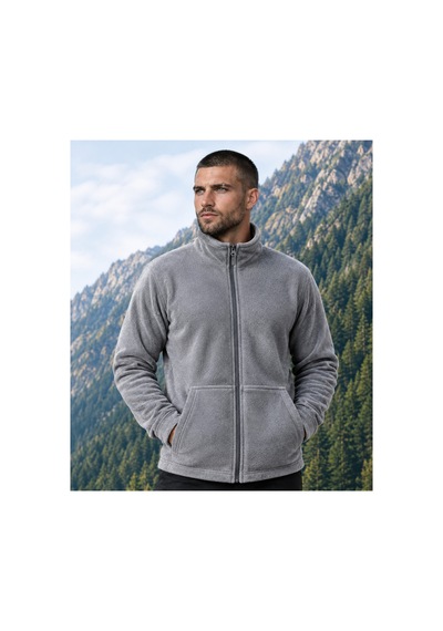 Givoria Erkek Kışlık Fermuarlı Cepli Polar Hırka Outdoor Gri Gri