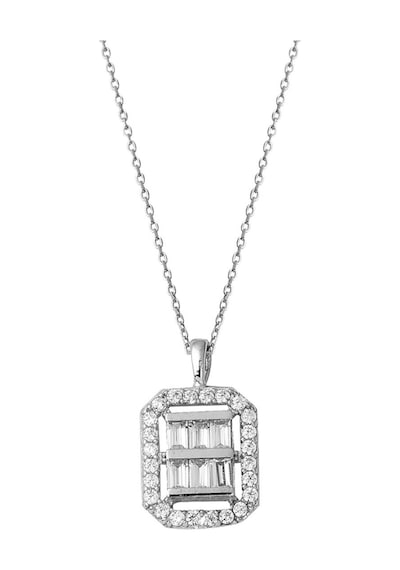 Bilezikci Crystal Baget Taşlı Beyaz Altın Kolye 8KON06KL