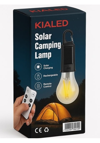 Kialed Solar Güneş Enerjili Zaman Ayarlı Type-c Şarjlı Kumandalı Çadır Lambası Çok Renkli