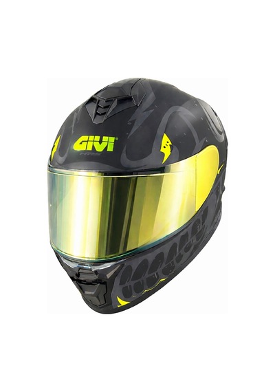 Gıvı 50.x Bones Mat Siyah-neon Sarı Kask Sarı Vizör Mat Sıyah-neon Sarı