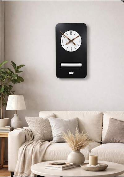 Denver Ahşap Salon Duvar Saati Pilli Ledsiz Quartz Ultra Sessiz Mekanizma 34 Cm X 55 Cm Siyah