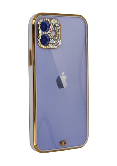 Apple iPhone  Uyumlu,  12 Kılıf Liva Taşlı Silikon - Mor