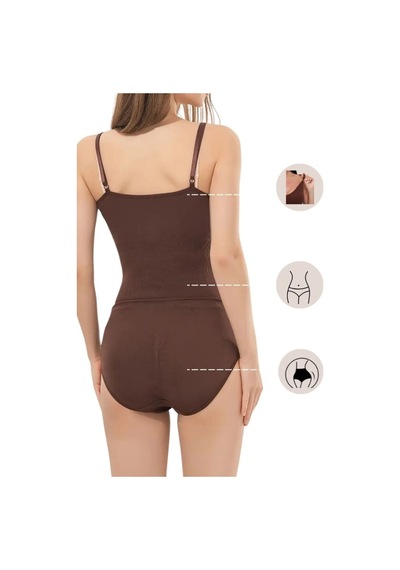 Mistirik Mamey Model Çıtçıtlı Toparlayıcı Body Sıkılaştırıcı Body Seamless Model Örme Kumaş Kahve Renk12 Kahverengi