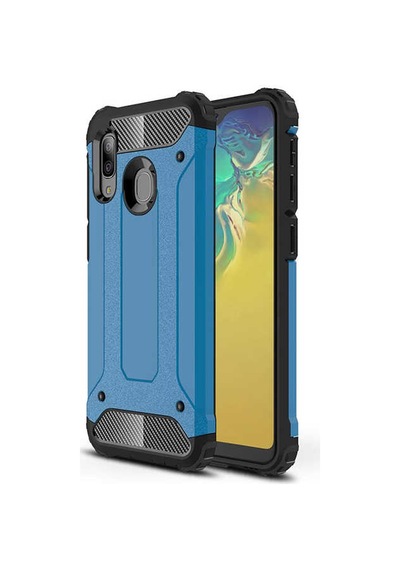 Ekılıf - Samsung Galaxy A20e Uyumlu Kılıf Çift Katman Zırh Tank Crash Military Kapak - Mavi