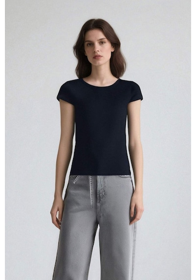 DeFacto Coool Fitted Basic Düz Ribana Kısa Kollu Tişört F4609AXNSNV248