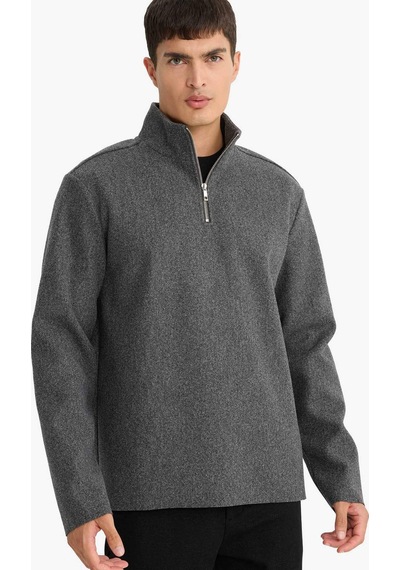 Defacto Regular Fit Yarım Fermuarlı Sweatshirt E9626ax25auar163 Antrasit-ar163