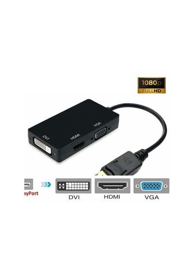 Display Port To Dvı Vga Hdmı Çevirici Dönüştürücü Aparat